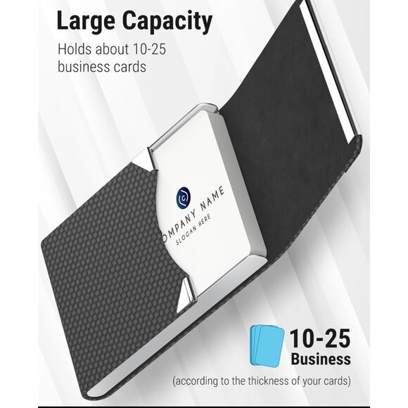 MaxGear Business Card Holder, PU Leather & Stainless Steel Business Card Case - Picture 7 of 9